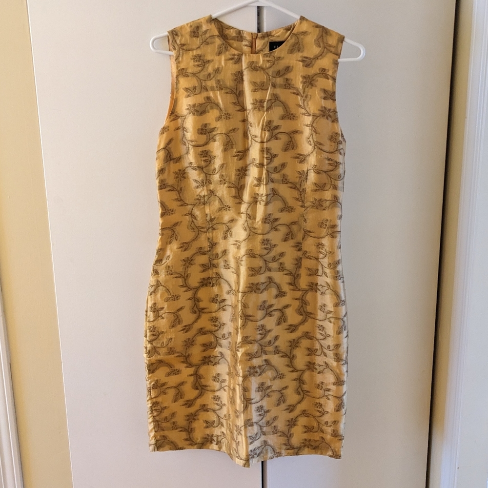 Vintage Linea sleeveless gold shift dress size UK 12.